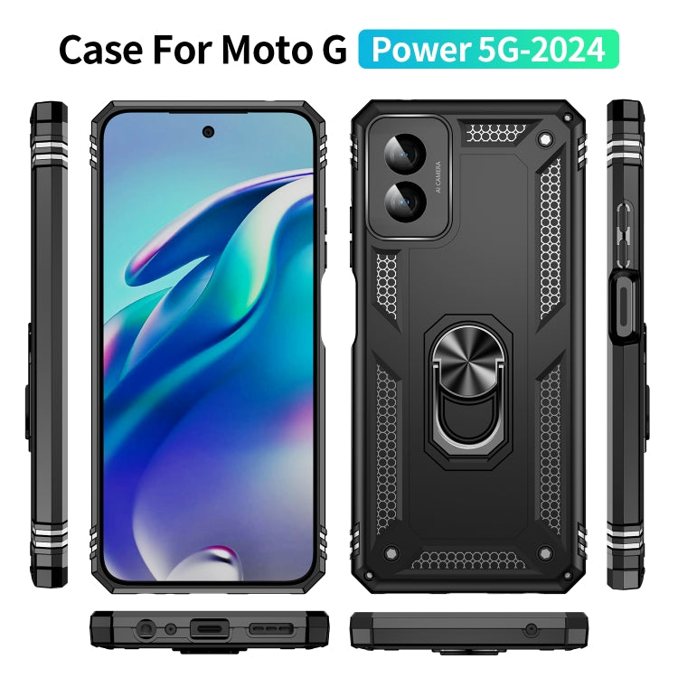 For Motorola Moto G Power 5G 2024 Shockproof TPU + PC Phone Case with Holder(Black) - Motorola Cases by PMC Jewellery | Online Shopping South Africa | PMC Jewellery | Buy Now Pay Later Mobicred