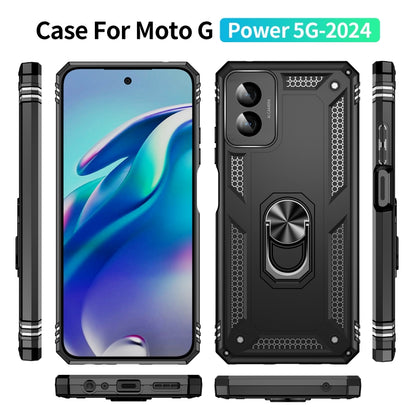 For Motorola Moto G Power 5G 2024 Shockproof TPU + PC Phone Case with Holder(Black) - Motorola Cases by PMC Jewellery | Online Shopping South Africa | PMC Jewellery | Buy Now Pay Later Mobicred