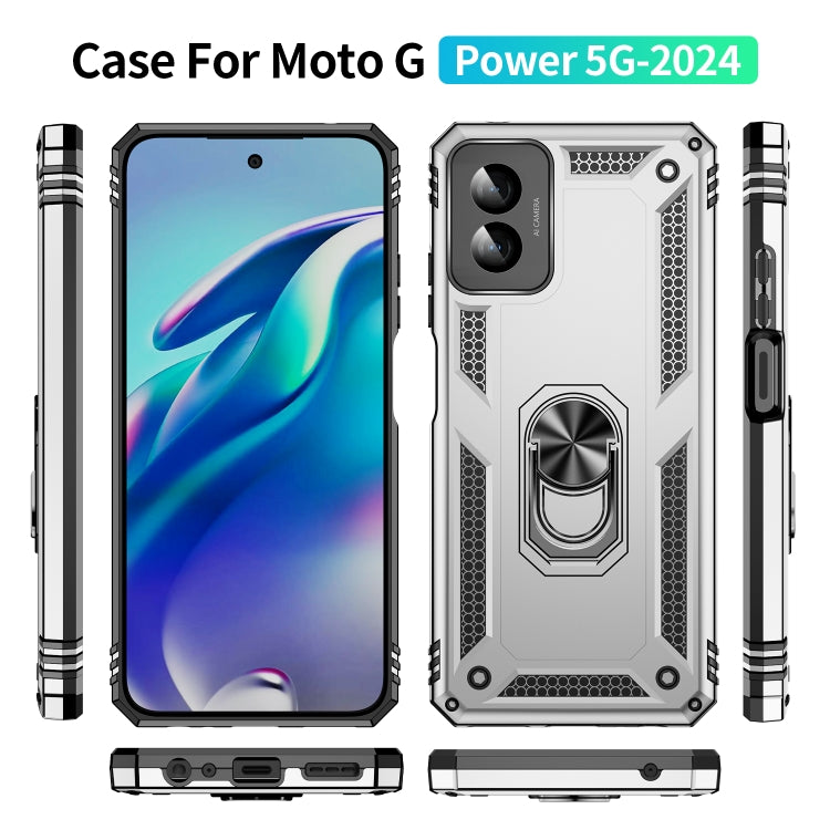 For Motorola Moto G Power 5G 2024 Shockproof TPU + PC Phone Case with Holder(Silver) - Motorola Cases by PMC Jewellery | Online Shopping South Africa | PMC Jewellery | Buy Now Pay Later Mobicred