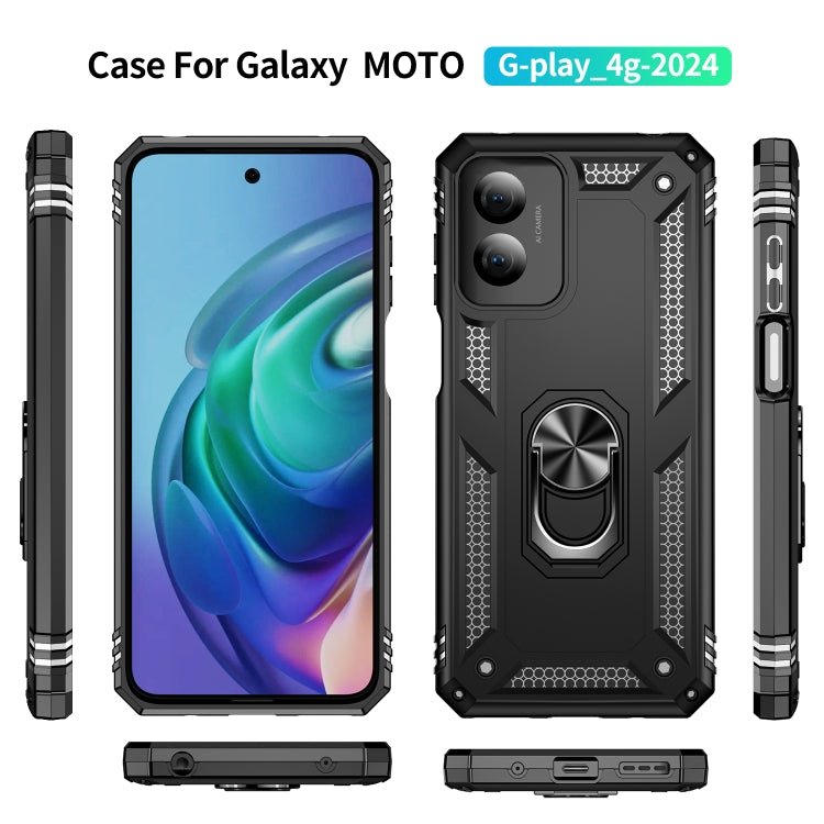 For Motorola Moto G Play 4G 2024 Shockproof TPU + PC Phone Case with Holder(Black) - Motorola Cases by PMC Jewellery | Online Shopping South Africa | PMC Jewellery | Buy Now Pay Later Mobicred