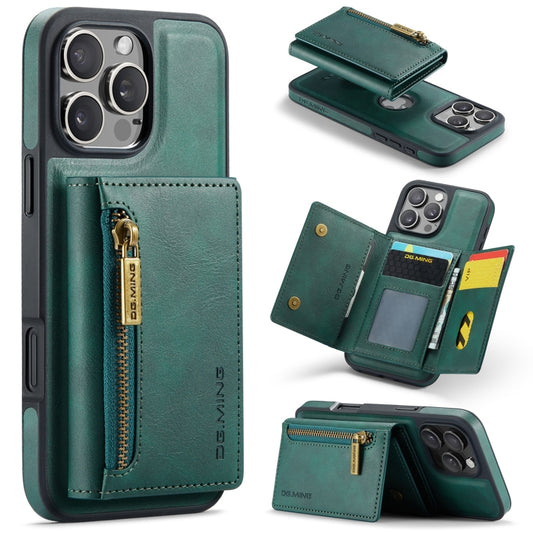 For iPhone 16 Pro DG.MING M5 Series Zip RFID Multi Card Detachable Leather Phone Case(Green) - iPhone 16 Pro Cases by DG.MING | Online Shopping South Africa | PMC Jewellery | Buy Now Pay Later Mobicred