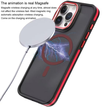 For iPhone 12 Pro Max Two-color Frosted MagSafe Magnetic Phone Case(Grey) - iPhone 12 Pro Max Cases by PMC Jewellery | Online Shopping South Africa | PMC Jewellery