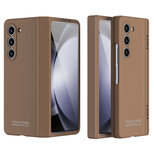 For Samsung Galaxy Z Fold5 Extraordinary Series Hinged Folding Full Phone Case(Coffee) - Galaxy Z Fold5 Cases by PMC Jewellery | Online Shopping South Africa | PMC Jewellery