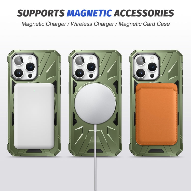 For iPhone 14 Plus MagSafe Magnetic Shockproof Phone Case with Ring Holder(Dark Green) - iPhone 14 Plus Cases by PMC Jewellery | Online Shopping South Africa | PMC Jewellery