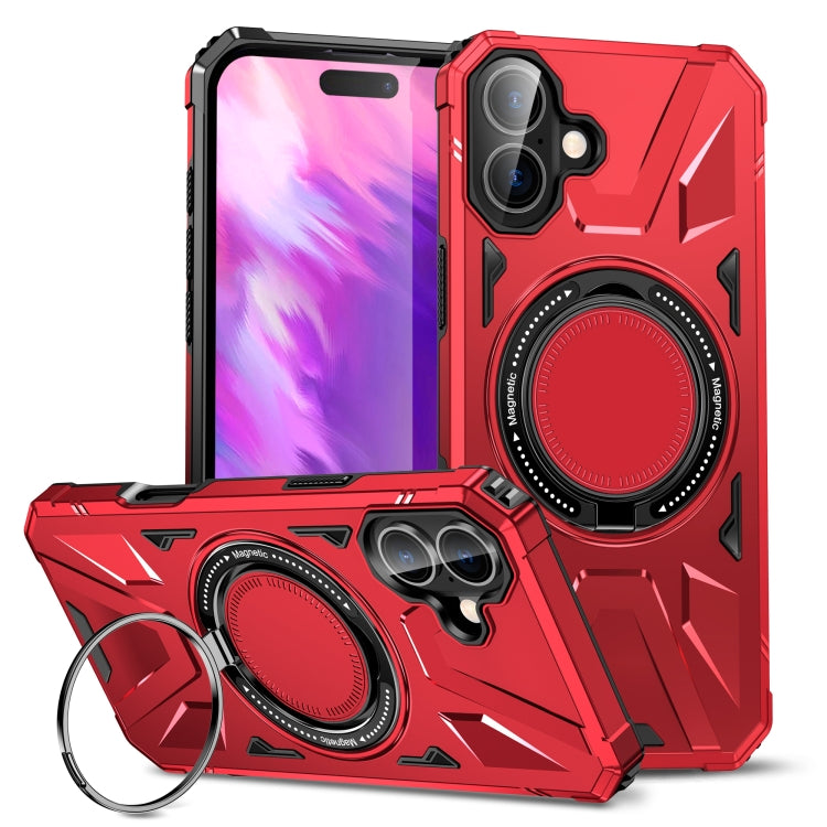 For iPhone 16 Plus MagSafe Magnetic Shockproof Phone Case with Ring Holder(Red) - iPhone 16 Plus Cases by PMC Jewellery | Online Shopping South Africa | PMC Jewellery | Buy Now Pay Later Mobicred