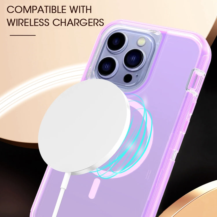 For iPhone 13 Pro Shockproof MagSafe Magnetic Phone Case(Transparent Purple) - iPhone 13 Pro Cases by PMC Jewellery | Online Shopping South Africa | PMC Jewellery