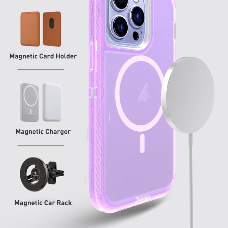 For iPhone 12 Shockproof MagSafe Magnetic Phone Case(Transparent Purple) - iPhone 12 / 12 Pro Cases by PMC Jewellery | Online Shopping South Africa | PMC Jewellery