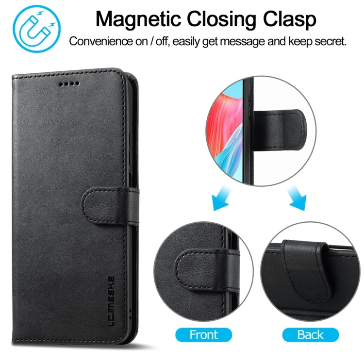 For OPPO A18 4G / A38 4G LC.IMEEKE Calf Texture Horizontal Flip Leather Case(Black) - A18 Cases by LC.IMEEKE | Online Shopping South Africa | PMC Jewellery | Buy Now Pay Later Mobicred