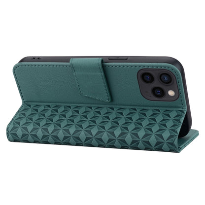 For iPhone 16 Pro Max Business Diamond Buckle Leather Phone Case with Lanyard(Green) - iPhone 16 Pro Max Cases by PMC Jewellery | Online Shopping South Africa | PMC Jewellery | Buy Now Pay Later Mobicred