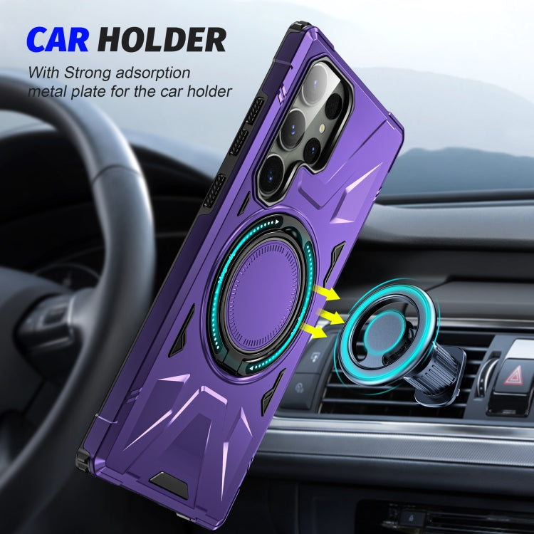 For Samsung Galaxy S24 Ultra 5G MagSafe Magnetic Shockproof Phone Case with Ring Holder(Purple) - Galaxy S24 Ultra 5G Cases by PMC Jewellery | Online Shopping South Africa | PMC Jewellery