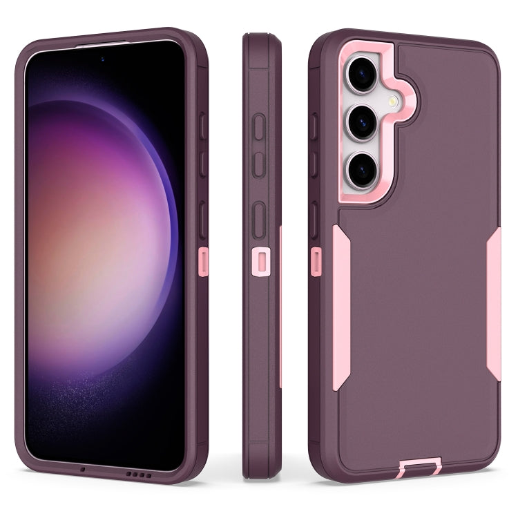 For Samsung Galaxy S25 / S24 5G Magnetic 2 in 1 PC Hybrid TPU Phone Case(Purple Red+Pink) - Galaxy S24 5G Cases by PMC Jewellery | Online Shopping South Africa | PMC Jewellery | Buy Now Pay Later Mobicred