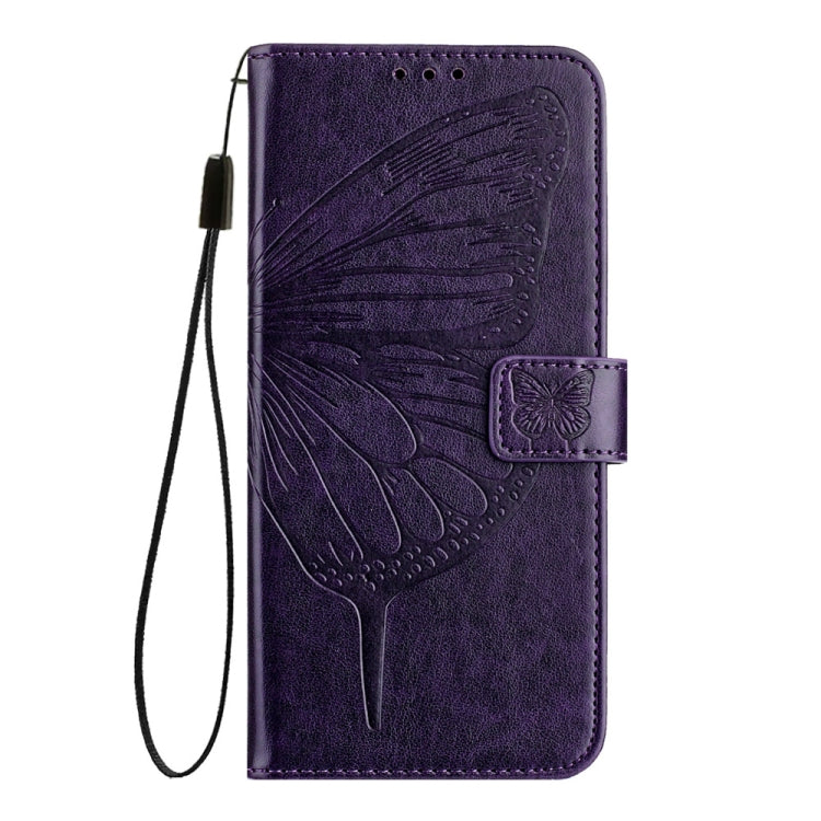 For Honor Magic6 Pro 5G Global Embossed Butterfly Leather Phone Case(Dark Purple) - Honor Cases by PMC Jewellery | Online Shopping South Africa | PMC Jewellery | Buy Now Pay Later Mobicred