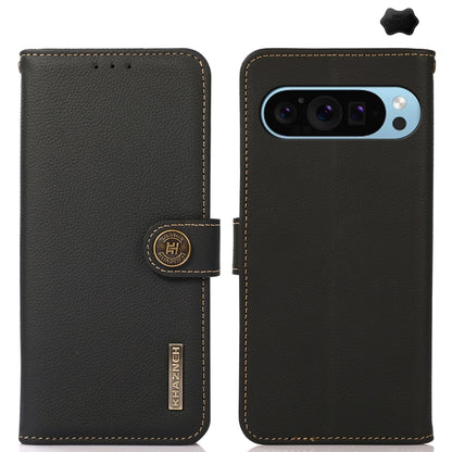 For Google Pixel 9 KHAZNEH Custer Genuine Leather RFID Phone Case(Black) - Google Cases by PMC Jewellery | Online Shopping South Africa | PMC Jewellery | Buy Now Pay Later Mobicred