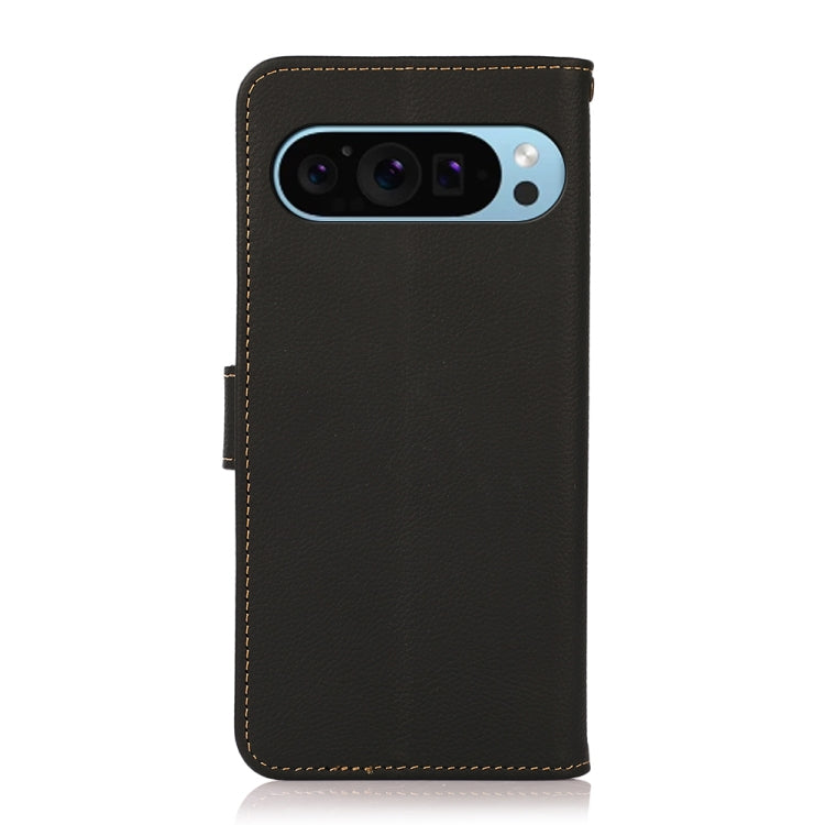 For Google Pixel 9 KHAZNEH Custer Genuine Leather RFID Phone Case(Black) - Google Cases by PMC Jewellery | Online Shopping South Africa | PMC Jewellery | Buy Now Pay Later Mobicred