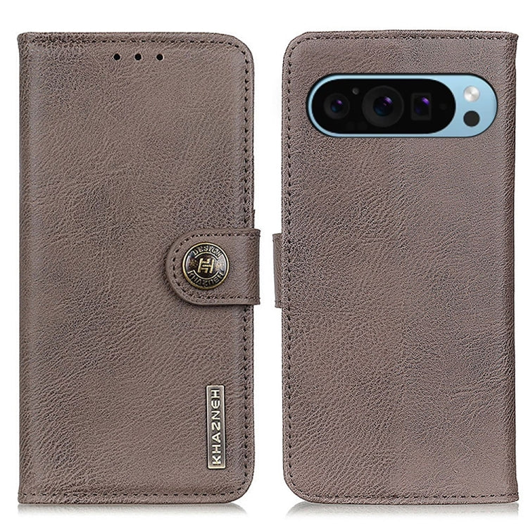 For Google Pixel 9 KHAZNEH Cowhide Texture Horizontal Flip Leather Phone Case(Khaki) - Google Cases by PMC Jewellery | Online Shopping South Africa | PMC Jewellery | Buy Now Pay Later Mobicred