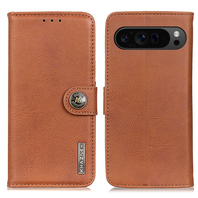 For Google Pixel 9 Pro KHAZNEH Cowhide Texture Horizontal Flip Leather Phone Case(Brown) - Google Cases by PMC Jewellery | Online Shopping South Africa | PMC Jewellery | Buy Now Pay Later Mobicred