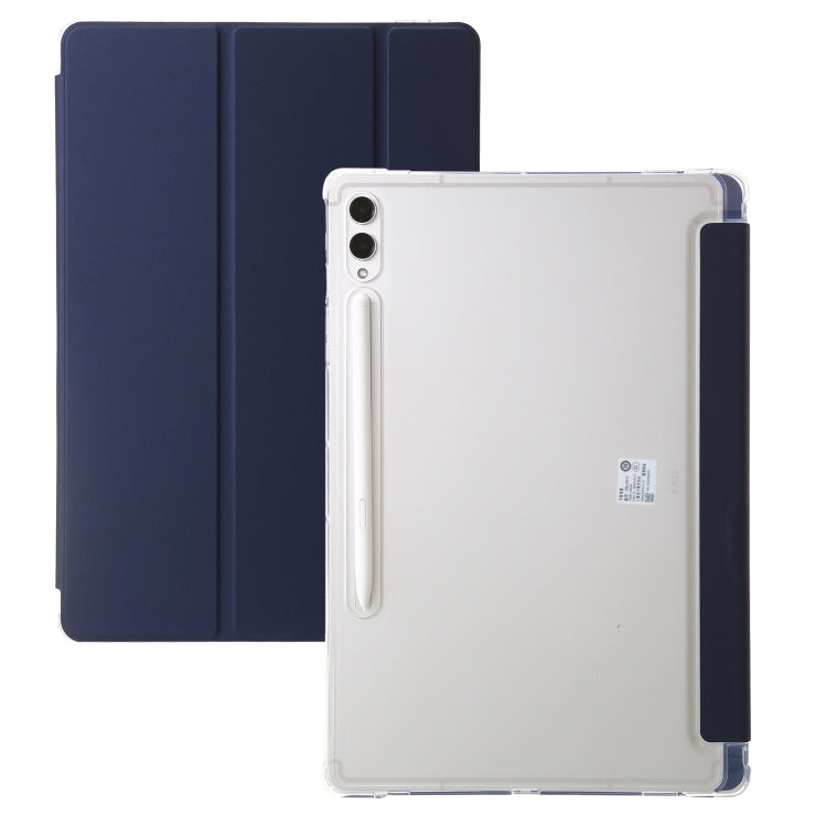 For Samsung Galaxy Tab S9 3-Fold Clear Acrylic Leather Tablet Case(Dark Blue) - Galaxy Tab S9 Cases by PMC Jewellery | Online Shopping South Africa | PMC Jewellery | Buy Now Pay Later Mobicred