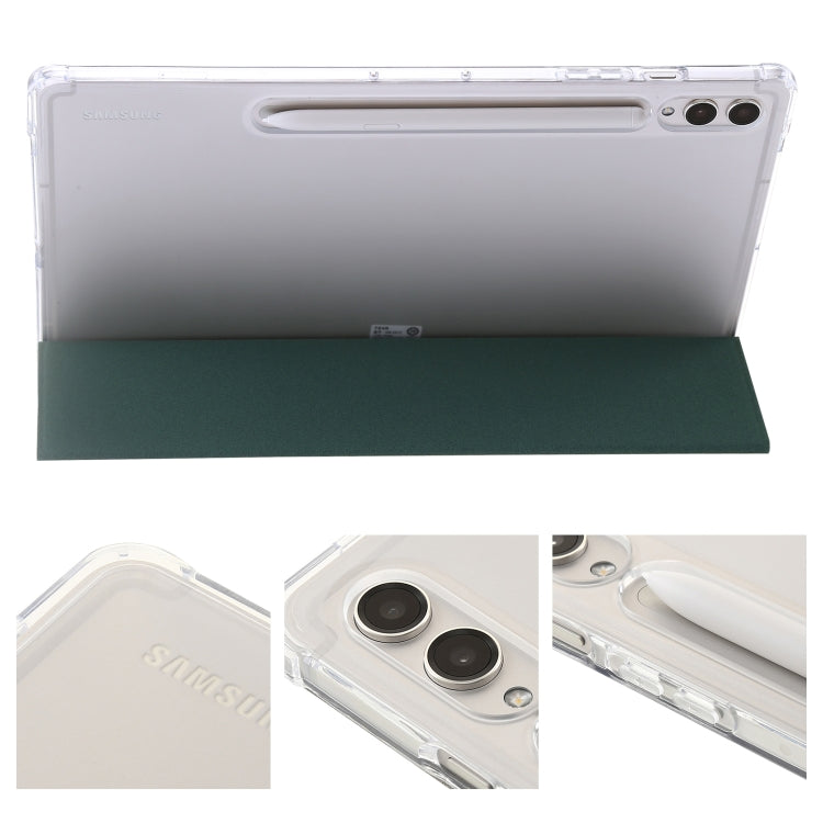 For Samsung Galaxy Tab S9 3-Fold Clear Acrylic Leather Tablet Case(Deep Green) - Galaxy Tab S9 Cases by PMC Jewellery | Online Shopping South Africa | PMC Jewellery | Buy Now Pay Later Mobicred