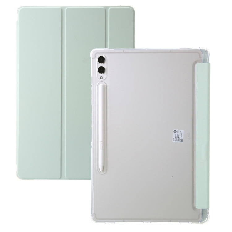 For Samsung Galaxy Tab S9+ 3-Fold Clear Acrylic Leather Tablet Case(Green) - Galaxy Tab S9+ Cases by PMC Jewellery | Online Shopping South Africa | PMC Jewellery | Buy Now Pay Later Mobicred