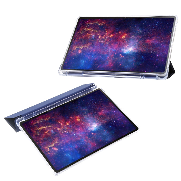 For Samsung Galaxy Tab S9+ 3-Fold Clear Acrylic Leather Tablet Case(Dark Blue) - Galaxy Tab S9+ Cases by PMC Jewellery | Online Shopping South Africa | PMC Jewellery | Buy Now Pay Later Mobicred