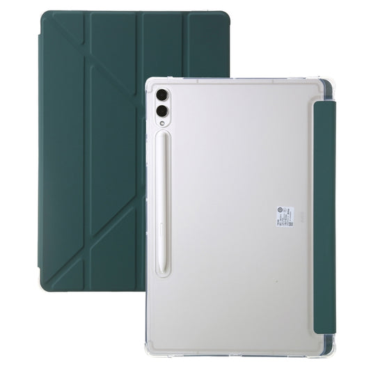 For Samsung Galaxy Tab S9 Clear Acrylic Deformation Leather Tablet Case(Deep Green) - Galaxy Tab S9 Cases by PMC Jewellery | Online Shopping South Africa | PMC Jewellery | Buy Now Pay Later Mobicred