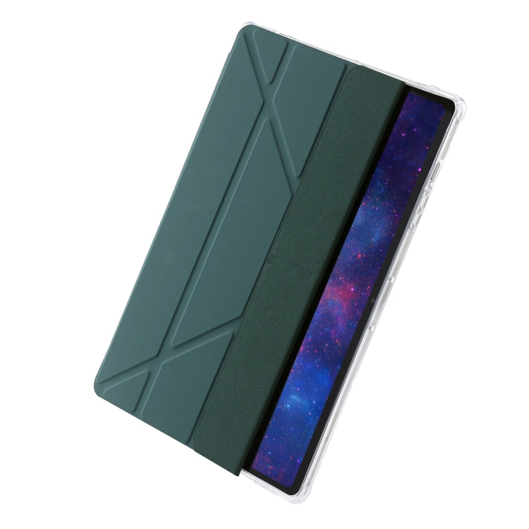 For Samsung Galaxy Tab S9 FE+ Clear Acrylic Deformation Leather Tablet Case(Deep Green) - Galaxy Tab S9 FE+ by PMC Jewellery | Online Shopping South Africa | PMC Jewellery | Buy Now Pay Later Mobicred