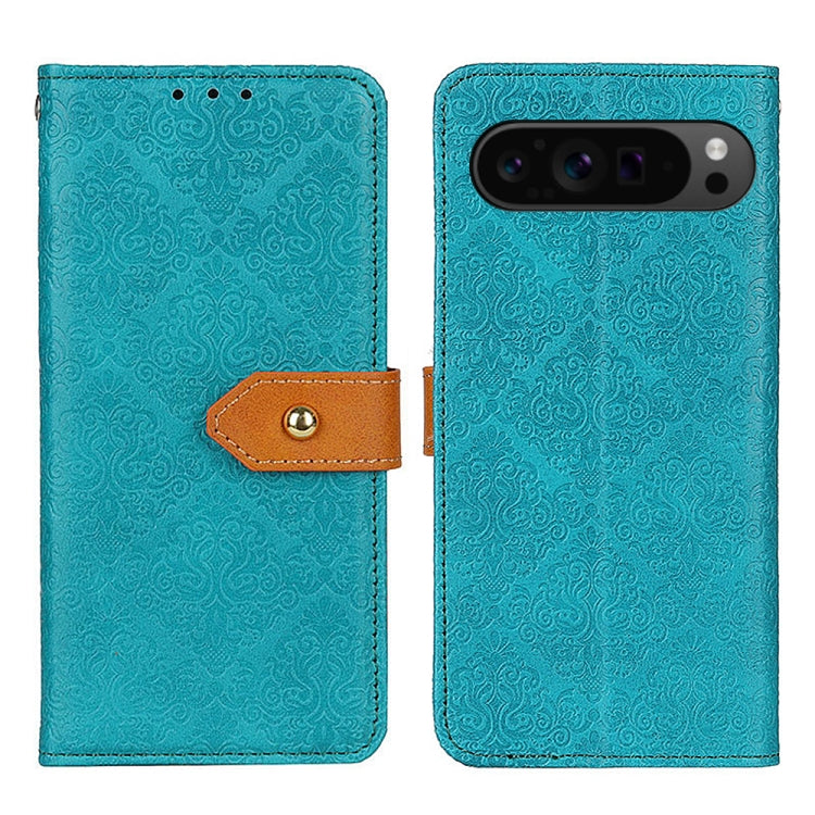 For Google Pixel 9 Pro European Floral Embossed Leather Phone Case(Blue) - Google Cases by PMC Jewellery | Online Shopping South Africa | PMC Jewellery | Buy Now Pay Later Mobicred