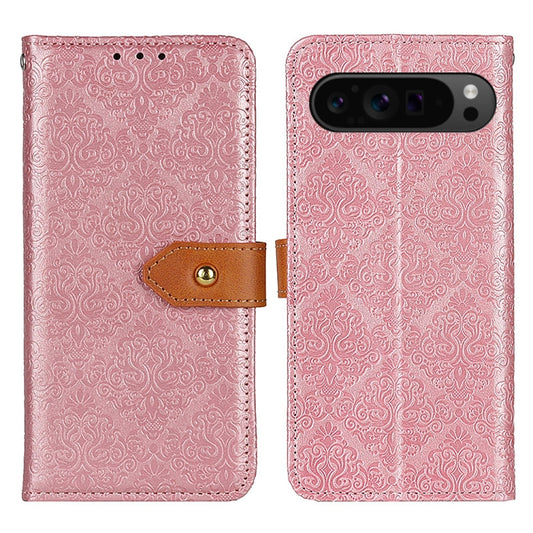 For Google Pixel 9 Pro European Floral Embossed Leather Phone Case(Pink) - Google Cases by PMC Jewellery | Online Shopping South Africa | PMC Jewellery | Buy Now Pay Later Mobicred