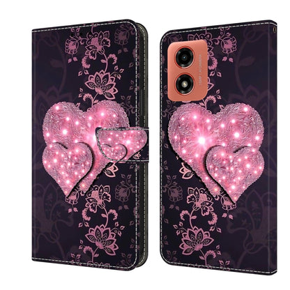 For Motorola Moto G04 Crystal 3D Shockproof Protective Leather Phone Case(Lace Love) - Motorola Cases by PMC Jewellery | Online Shopping South Africa | PMC Jewellery | Buy Now Pay Later Mobicred