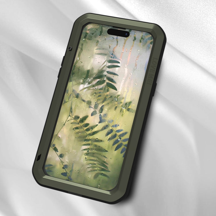 For iPhone 15 Plus LOVE MEI Metal Shockproof Life Waterproof Dustproof Phone Case(Army Green) - iPhone 15 Plus Cases by LOVE MEI | Online Shopping South Africa | PMC Jewellery