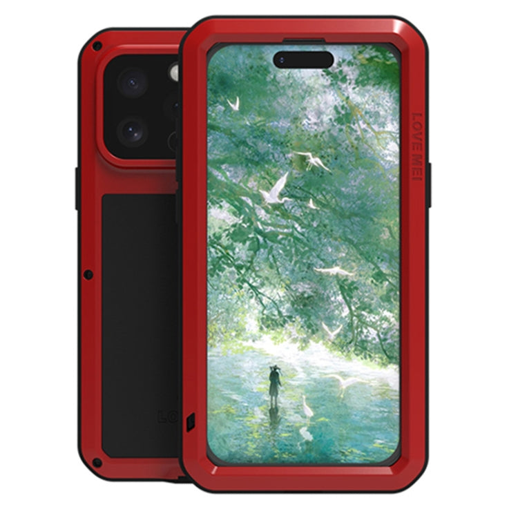 For iPhone 16 Pro Max LOVE MEI Metal Shockproof Life Waterproof Dustproof Phone Case(Red) - iPhone 16 Pro Max Tempered Glass by LOVE MEI | Online Shopping South Africa | PMC Jewellery | Buy Now Pay Later Mobicred