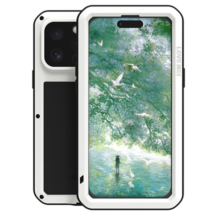 For iPhone 16 Pro Max LOVE MEI Metal Shockproof Life Waterproof Dustproof Phone Case(White) - iPhone 16 Pro Max Tempered Glass by LOVE MEI | Online Shopping South Africa | PMC Jewellery | Buy Now Pay Later Mobicred