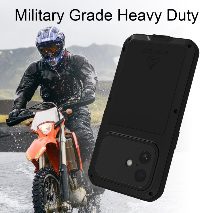 For iPhone 16 LOVE MEI Metal Shockproof Life Waterproof Dustproof Phone Case(Black) - iPhone 16 Cases by LOVE MEI | Online Shopping South Africa | PMC Jewellery | Buy Now Pay Later Mobicred