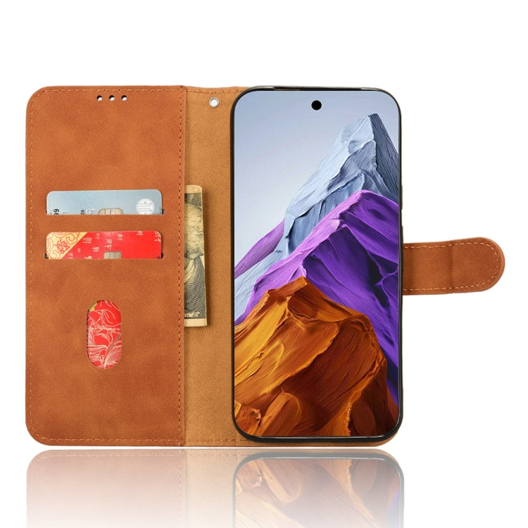 For Google Pixel 9 Pro Skin Feel Magnetic Flip Leather Phone Case(Brown) - Google Cases by PMC Jewellery | Online Shopping South Africa | PMC Jewellery | Buy Now Pay Later Mobicred