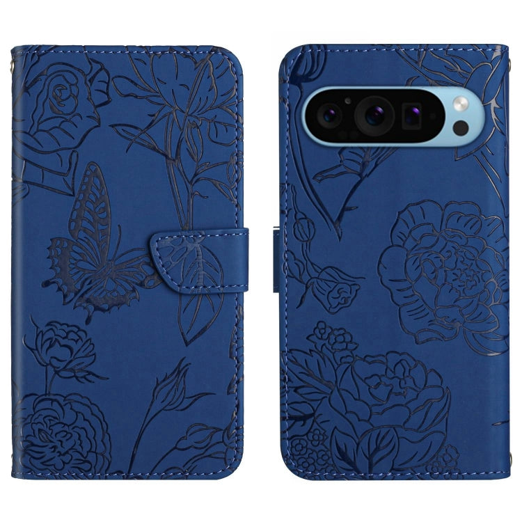 For Google Pixel 9 Pro Skin Feel Butterfly Embossed Flip Leather Phone Case(Blue) - Google Cases by PMC Jewellery | Online Shopping South Africa | PMC Jewellery | Buy Now Pay Later Mobicred