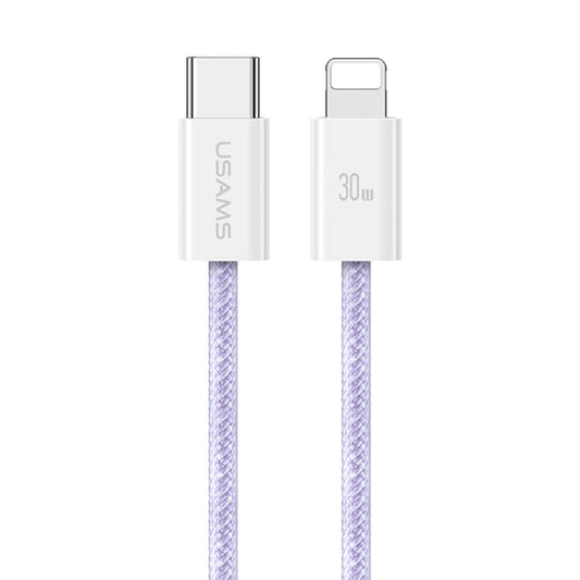 USAMS US-SJ657 U86 PD30W USB-C/Type-C to 8 Pin Rainbow Braided Fast Charging Data Cable, Length: 1.2m(Purple) - 2 in 1 Cable by USAMS | Online Shopping South Africa | PMC Jewellery | Buy Now Pay Later Mobicred