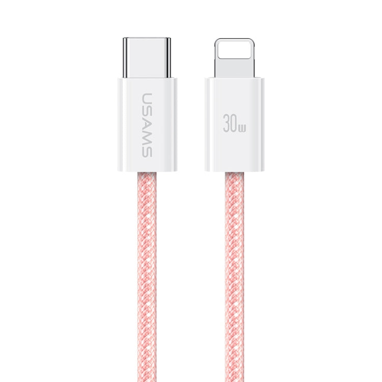 USAMS US-SJ657 U86 PD30W USB-C/Type-C to 8 Pin Rainbow Braided Fast Charging Data Cable, Length: 1.2m(Pink) - 2 in 1 Cable by USAMS | Online Shopping South Africa | PMC Jewellery | Buy Now Pay Later Mobicred