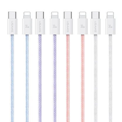 USAMS US-SJ657 U86 PD30W USB-C/Type-C to 8 Pin Rainbow Braided Fast Charging Data Cable, Length: 1.2m(Pink) - 2 in 1 Cable by USAMS | Online Shopping South Africa | PMC Jewellery | Buy Now Pay Later Mobicred