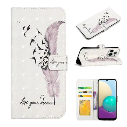 For iPhone 16 Pro Oil Embossed 3D Drawing Leather Phone Case(Feather) - iPhone 16 Pro Cases by PMC Jewellery | Online Shopping South Africa | PMC Jewellery | Buy Now Pay Later Mobicred