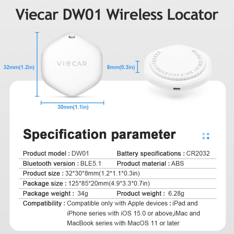 VIECAR DW01 Car Key Anti-lost Detection Wireless Location Tracker - Car Tracker by PMC Jewellery | Online Shopping South Africa | PMC Jewellery | Buy Now Pay Later Mobicred