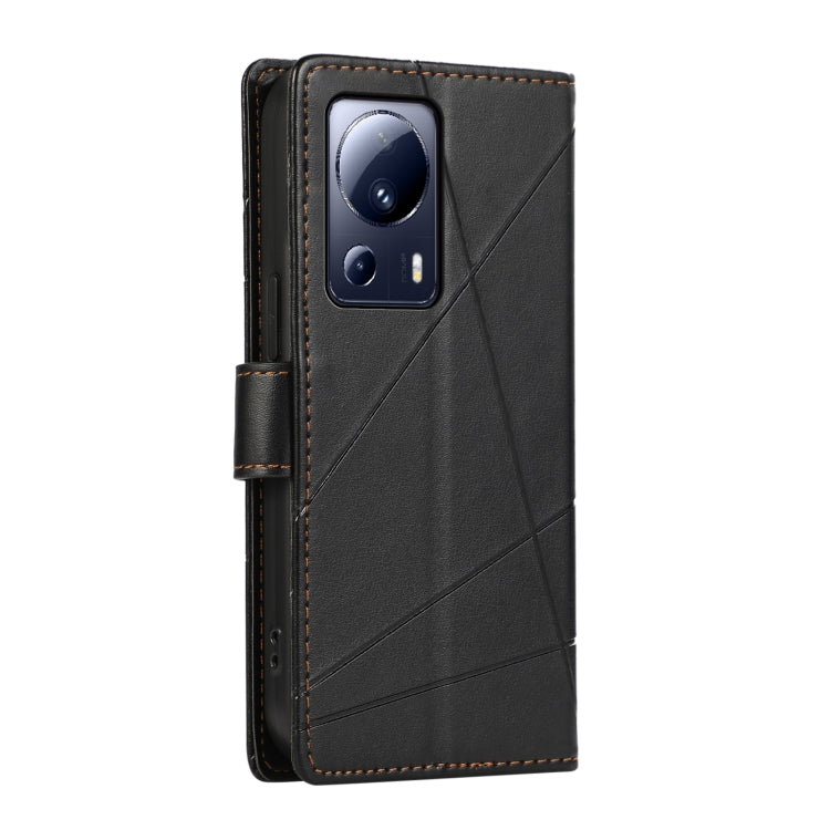 For Xiaomi 13 Lite PU Genuine Leather Texture Embossed Line Phone Case(Black) - 13 Lite Cases by PMC Jewellery | Online Shopping South Africa | PMC Jewellery | Buy Now Pay Later Mobicred