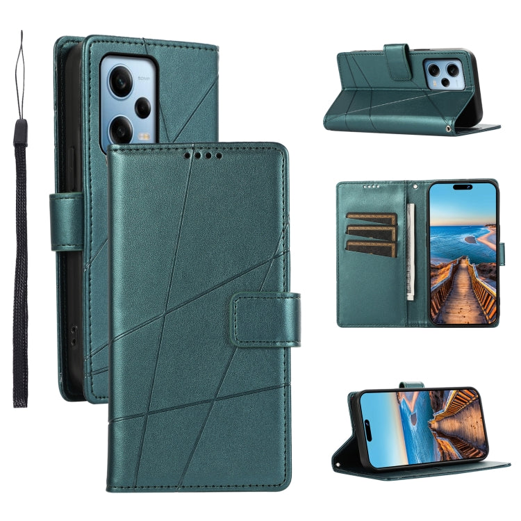 For Xiaomi Redmi Note 12 Pro 5G Global PU Genuine Leather Texture Embossed Line Phone Case(Green) - Xiaomi Cases by PMC Jewellery | Online Shopping South Africa | PMC Jewellery | Buy Now Pay Later Mobicred