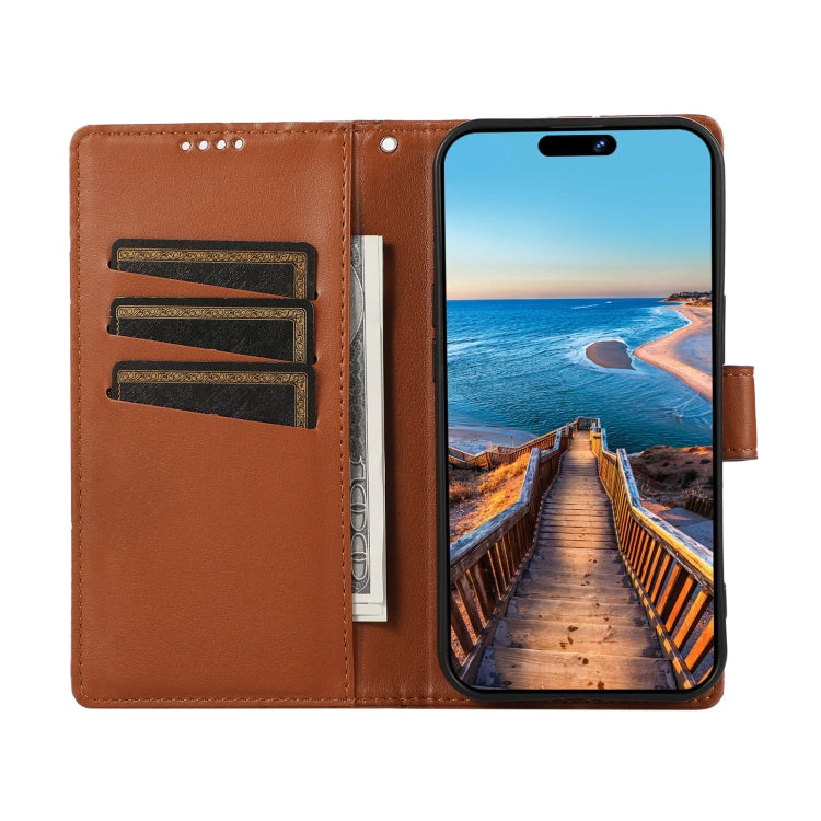 For Xiaomi Redmi Note 12 Pro+ 5G Global PU Genuine Leather Texture Embossed Line Phone Case(Brown) - Xiaomi Cases by PMC Jewellery | Online Shopping South Africa | PMC Jewellery | Buy Now Pay Later Mobicred