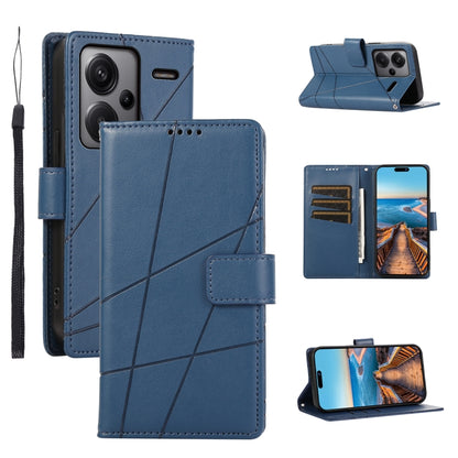 For Xiaomi Redmi Note 13 Pro+ PU Genuine Leather Texture Embossed Line Phone Case(Blue) - Note 13 Pro+ Cases by PMC Jewellery | Online Shopping South Africa | PMC Jewellery | Buy Now Pay Later Mobicred