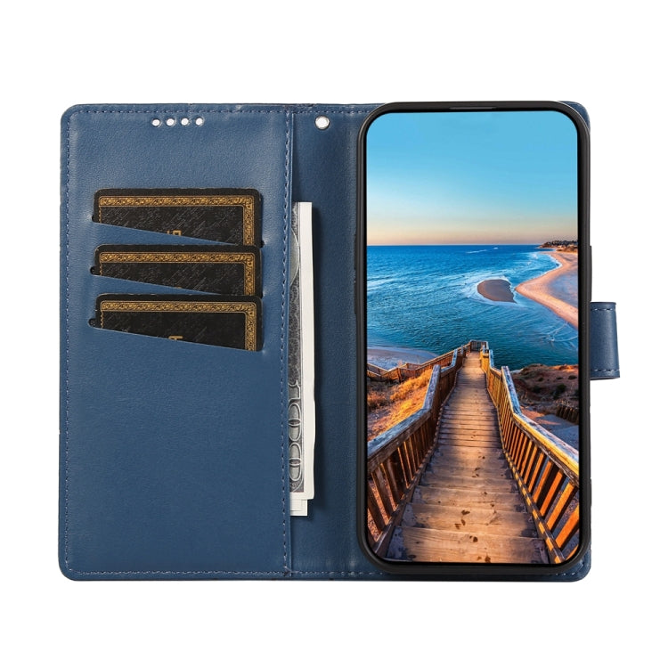 For Xiaomi 14 PU Genuine Leather Texture Embossed Line Phone Case(Blue) - 14 Cases by PMC Jewellery | Online Shopping South Africa | PMC Jewellery | Buy Now Pay Later Mobicred