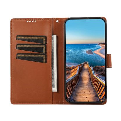 For Xiaomi 14 Ultra PU Genuine Leather Texture Embossed Line Phone Case(Brown) - 14 Ultra Cases by PMC Jewellery | Online Shopping South Africa | PMC Jewellery | Buy Now Pay Later Mobicred