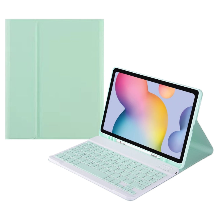 For Samsung Galaxy Tab S9 FE Square Cap Bluetooth Keyboard Leather Case with Pen Slot(Green) - Samsung Keyboard by PMC Jewellery | Online Shopping South Africa | PMC Jewellery