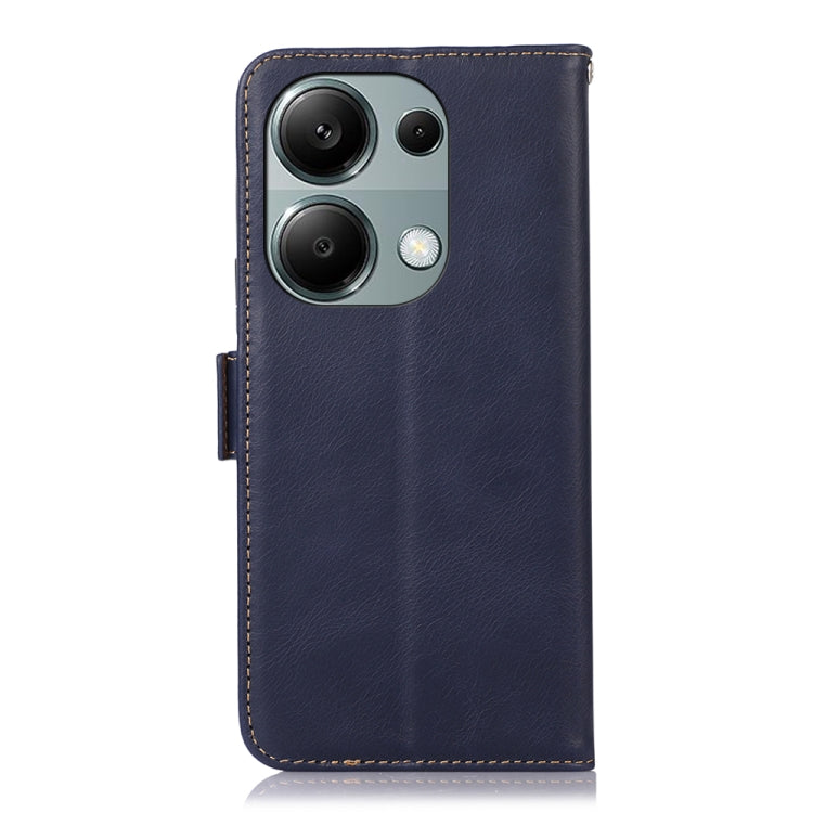 For Xiaomi Redmi Note 13 Pro 4G/Poco M6 Pro Magnetic Crazy Horse Texture Genuine Leather RFID Phone Case(Blue) - Note 13 Pro Cases by PMC Jewellery | Online Shopping South Africa | PMC Jewellery | Buy Now Pay Later Mobicred