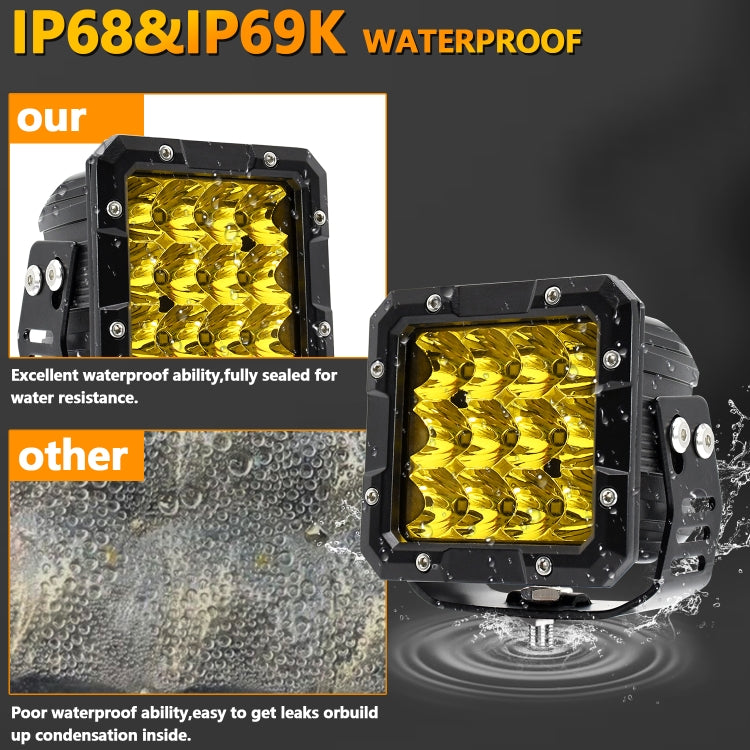 E15 35W / 4000LM / 6000K / DC 9-30V Car 5 inch Square Work Light(Yellow Light) - Work Lights by PMC Jewellery | Online Shopping South Africa | PMC Jewellery