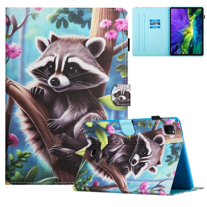 For iPad Pro 11 2024 Colored Drawing Stitching Leather Tablet Smart Case(Raccoon) - iPad Pro 11 2024 Cases by PMC Jewellery | Online Shopping South Africa | PMC Jewellery | Buy Now Pay Later Mobicred